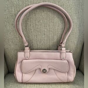 Cole Haan pink pepple leather 3 zipper pocket purse